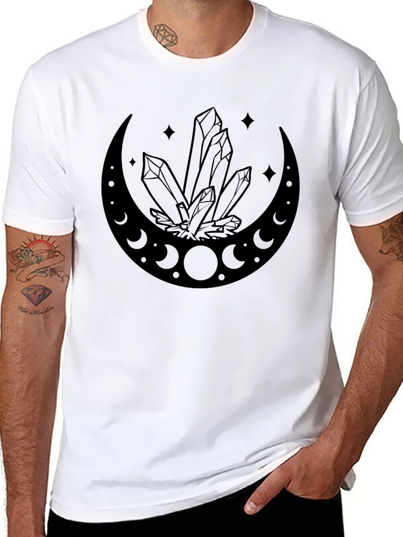 Crystal Moon T-Shirt - Celestial Black Tee
