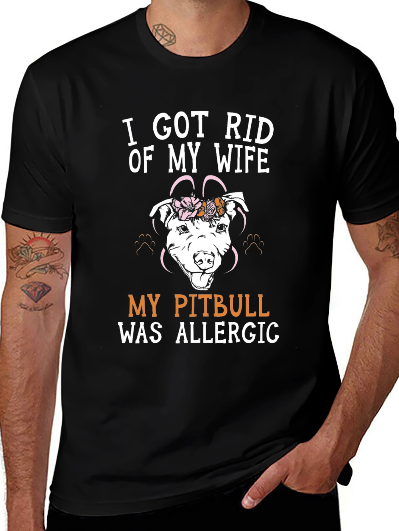 Pitbull Allergic Wife T-Shirt - Funny Dog Lover Tee