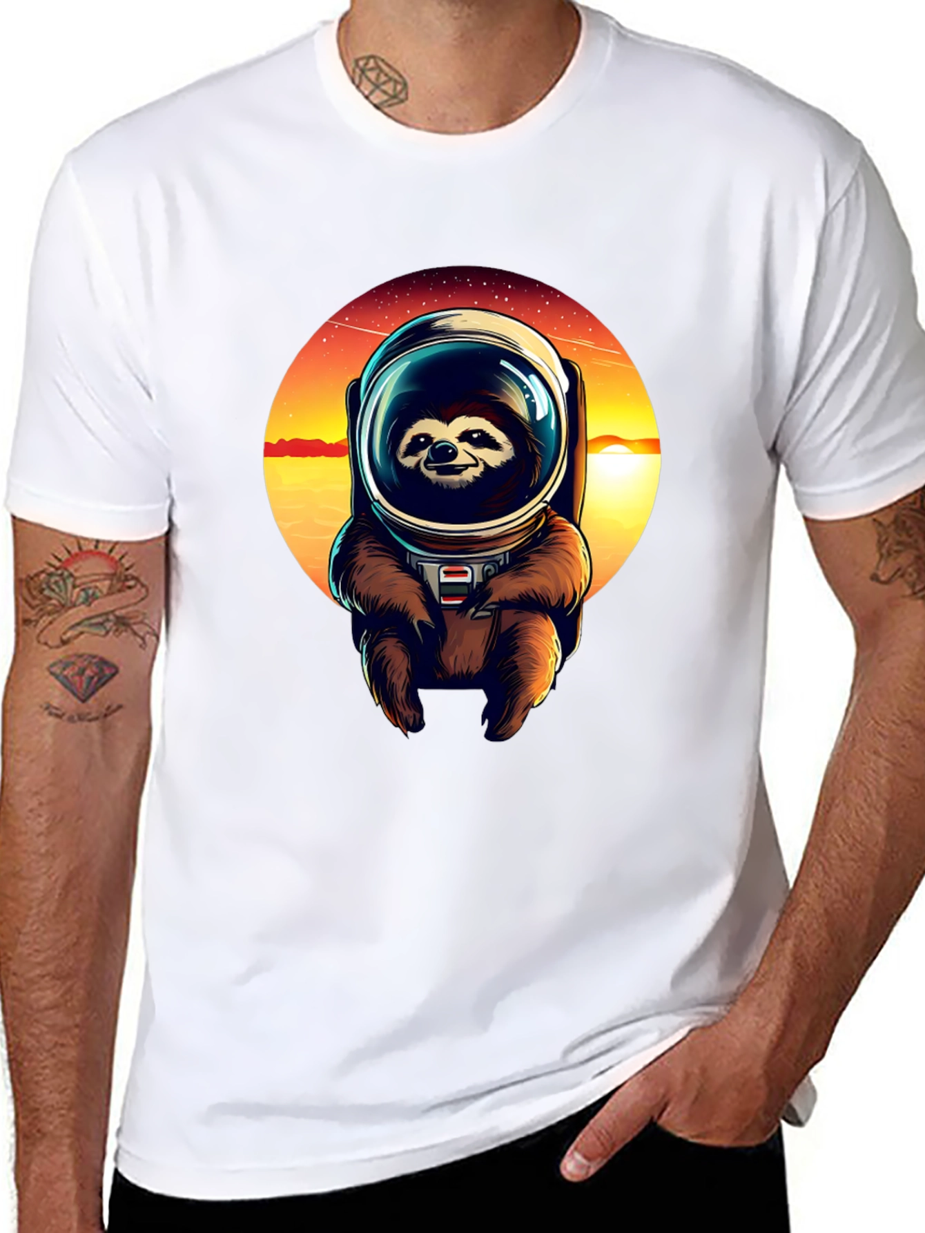 Sloth Astronaut Graphic Tee - Black