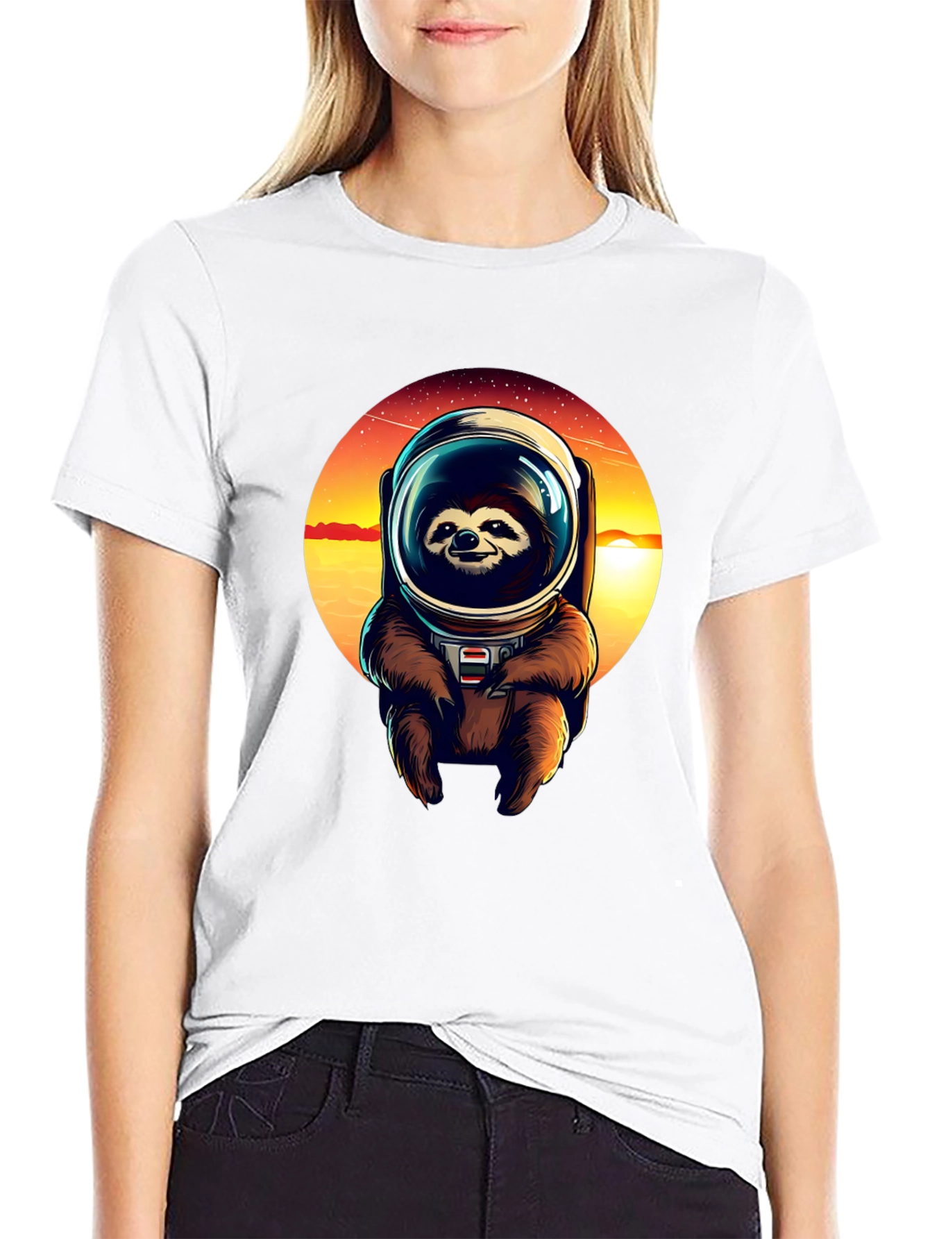 Sloth Astronaut Graphic Tee - Black