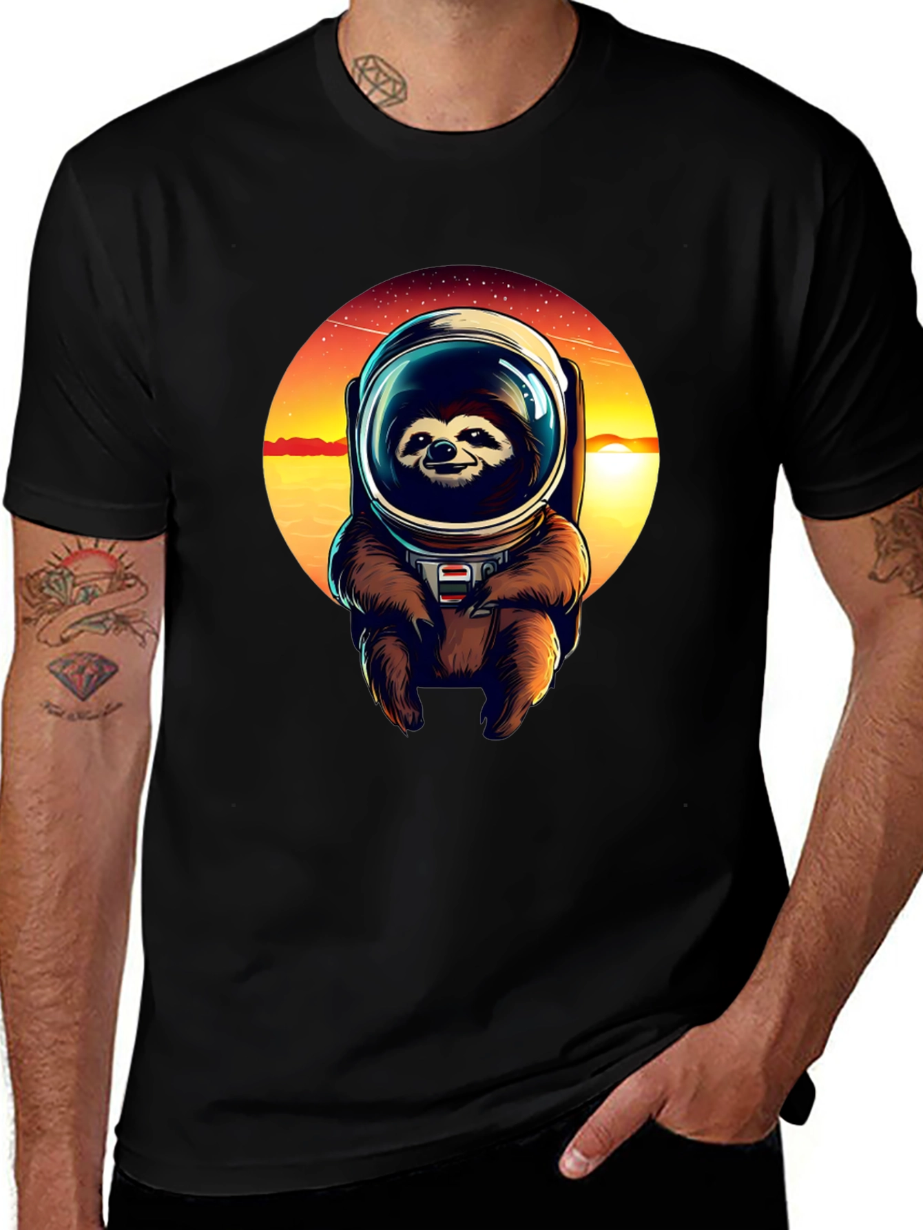 Sloth Astronaut Graphic Tee - Black