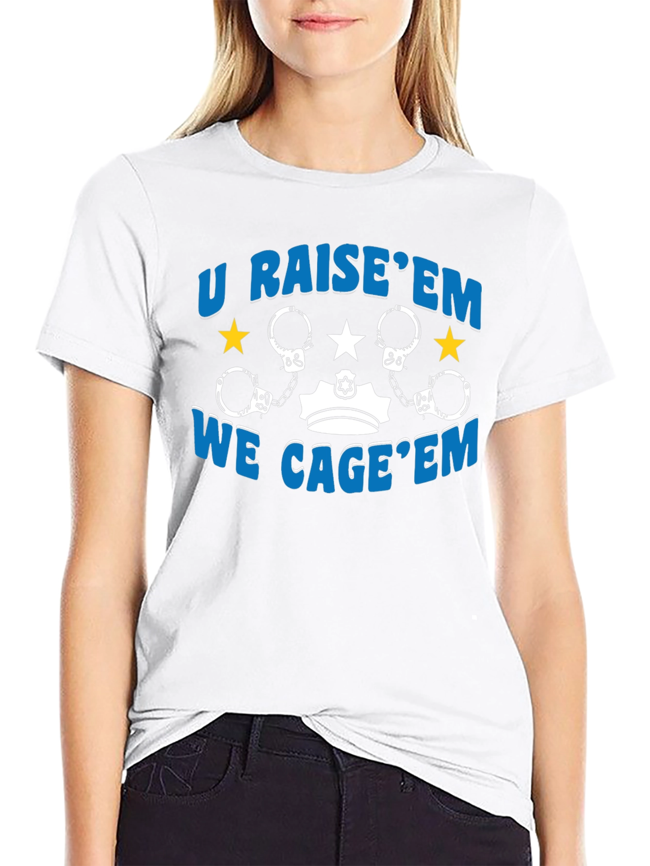 U Raise Em We Cage Em Graphic Tee