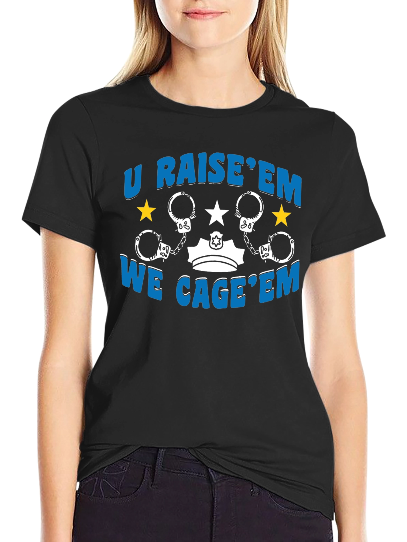 U Raise Em We Cage Em Graphic Tee