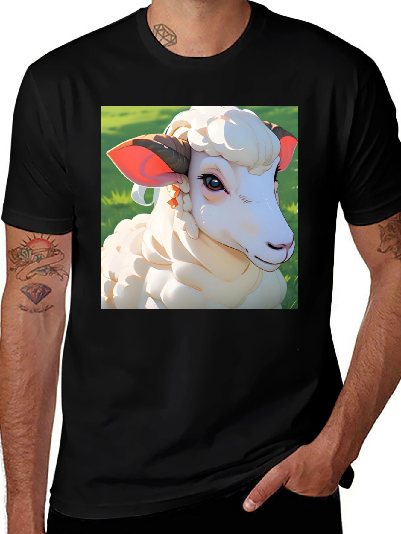 Artistic Sheep Graphic Tee - Stylish Animal Design