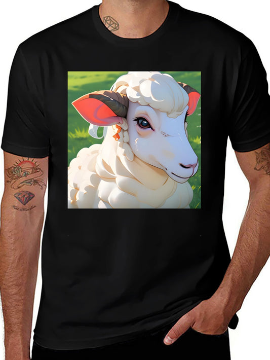 Artistic Sheep Graphic Tee - Stylish Animal Design