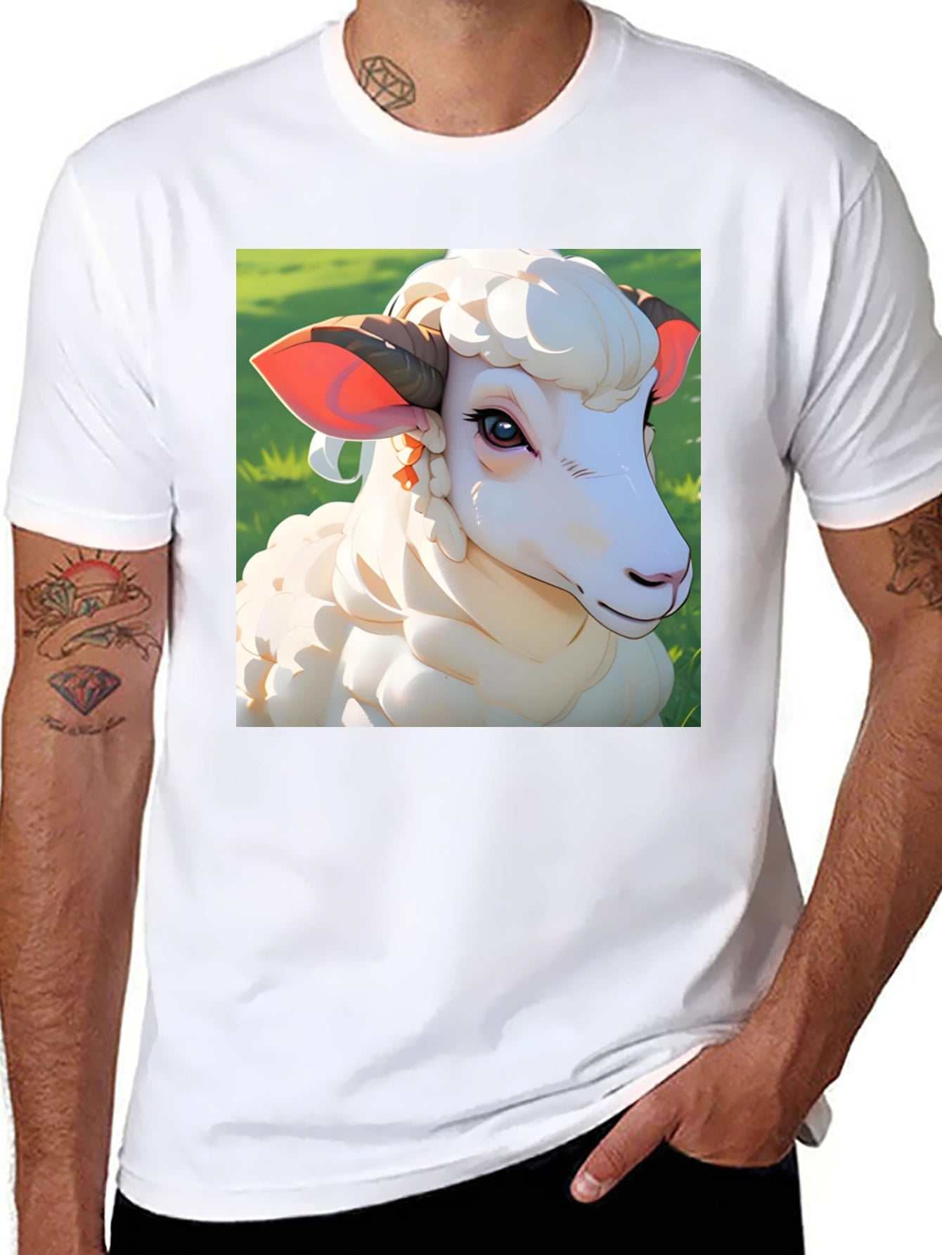 Artistic Sheep Graphic Tee - Stylish Animal Design