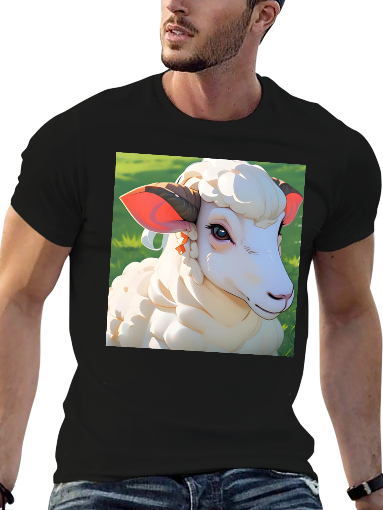 Artistic Sheep Graphic Tee - Stylish Animal Design