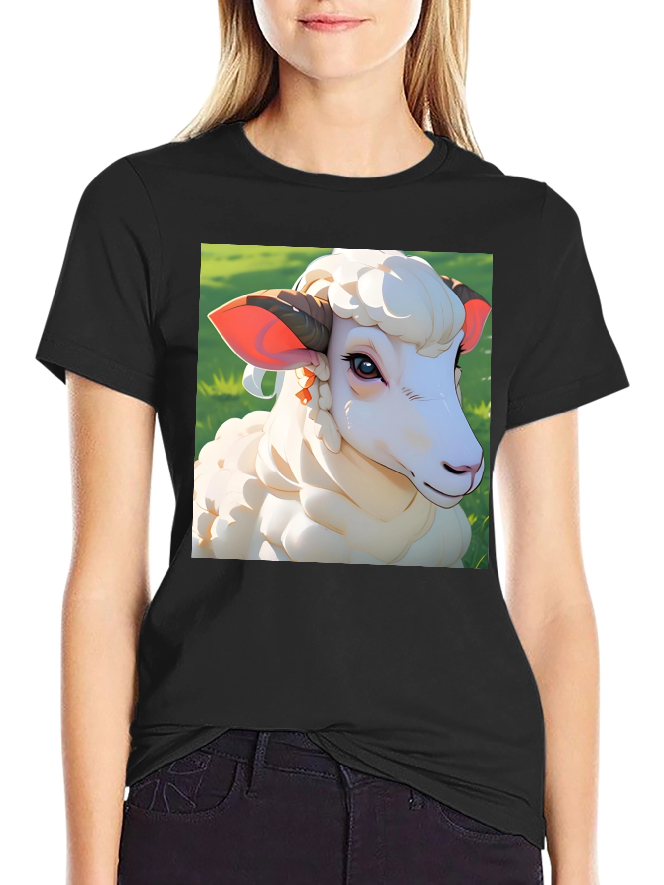 Artistic Sheep Graphic Tee - Stylish Animal Design
