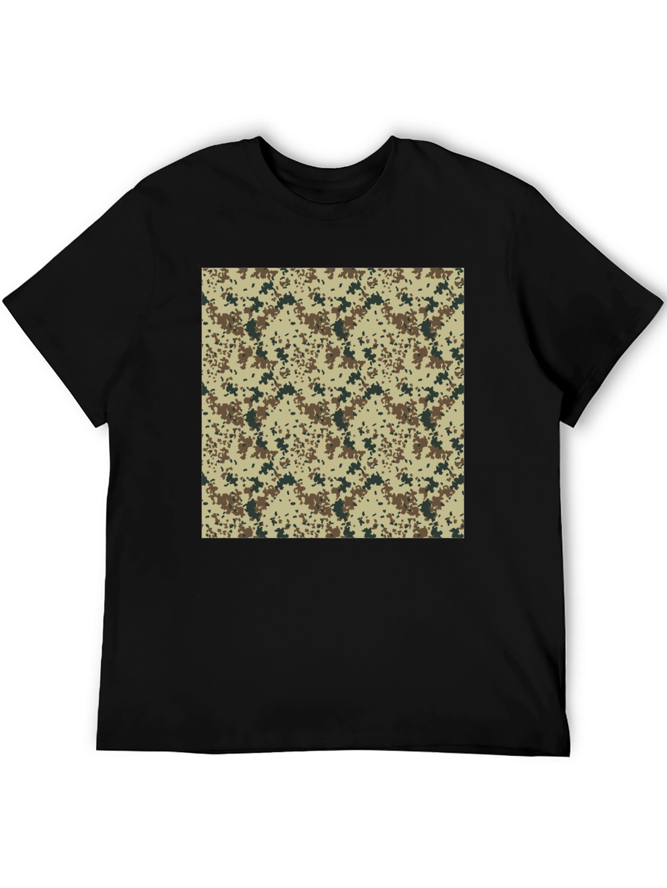 Camouflage Print Black T-Shirt