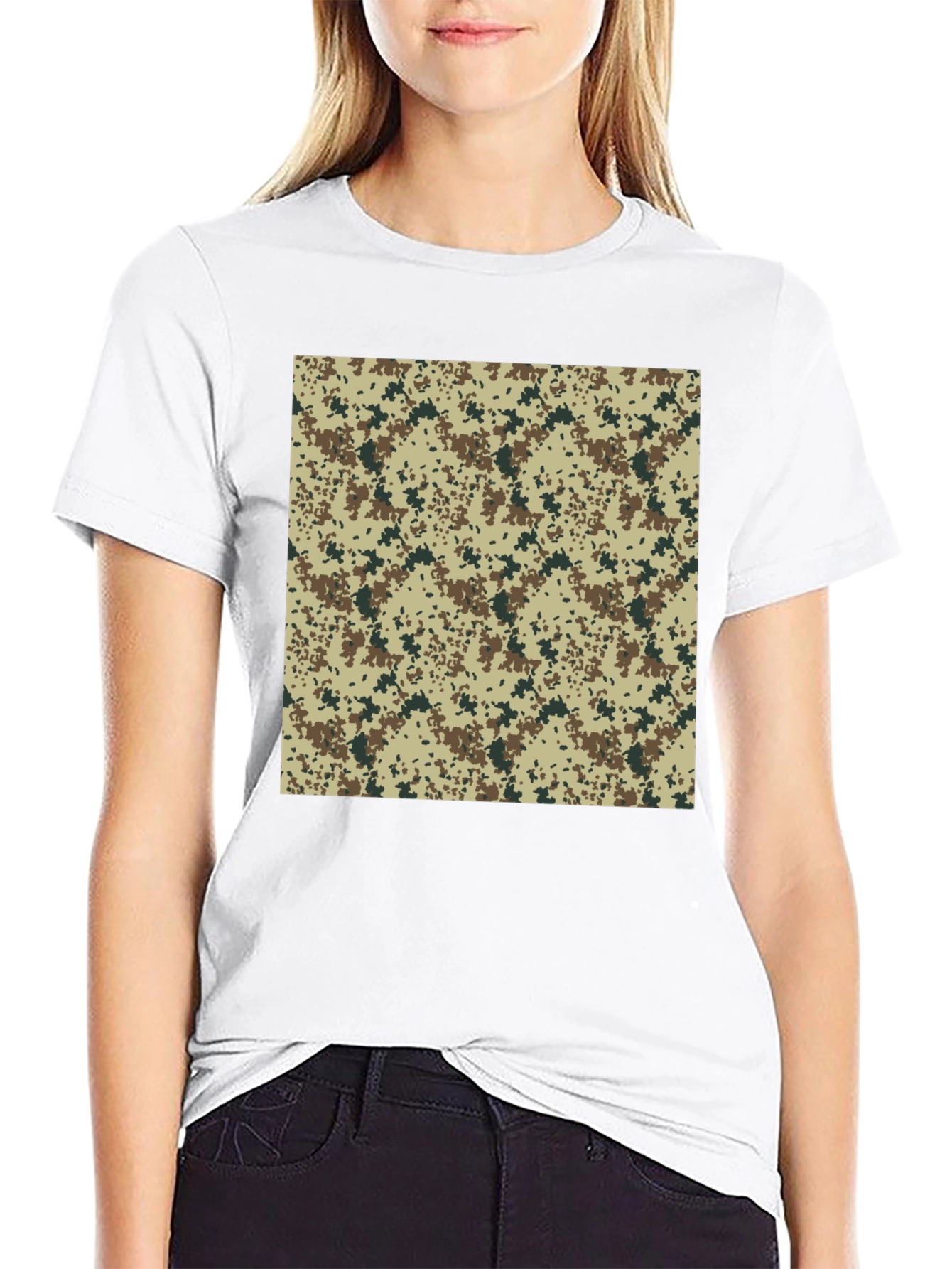 Camouflage Print Black T-Shirt