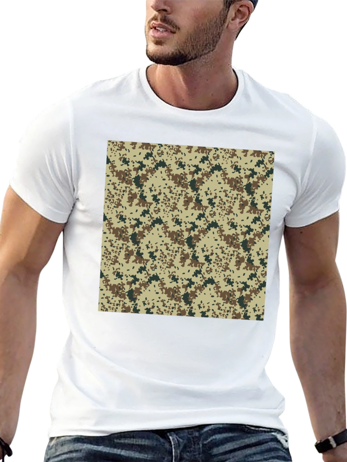 Camouflage Print Black T-Shirt