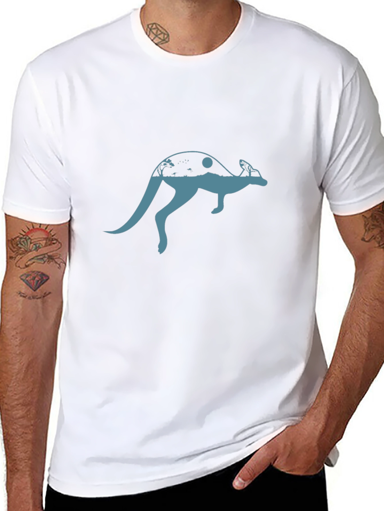 Kangaroo Silhouette Graphic Tee - Black