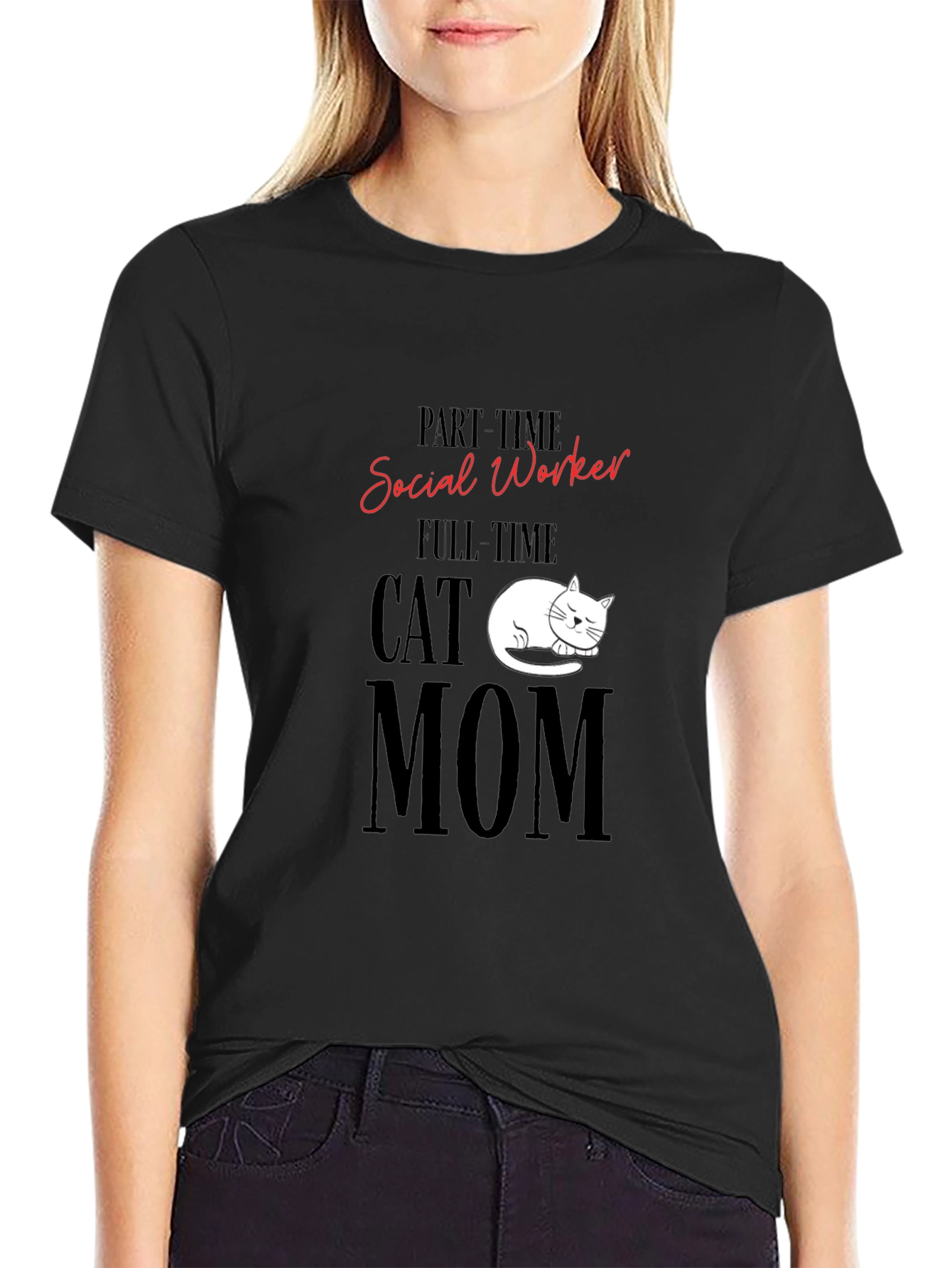 Social Worker Cat Mom T-Shirt