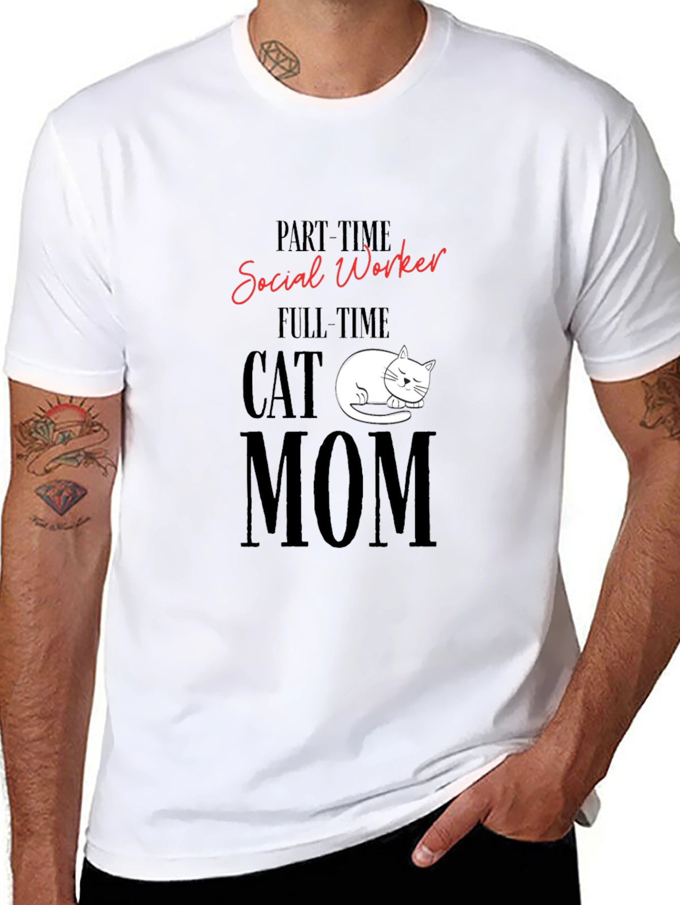 Social Worker Cat Mom T-Shirt
