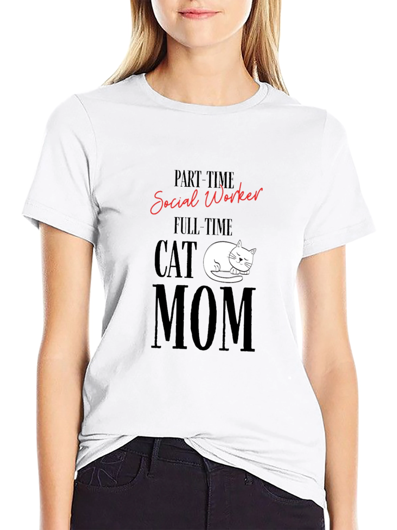 Social Worker Cat Mom T-Shirt