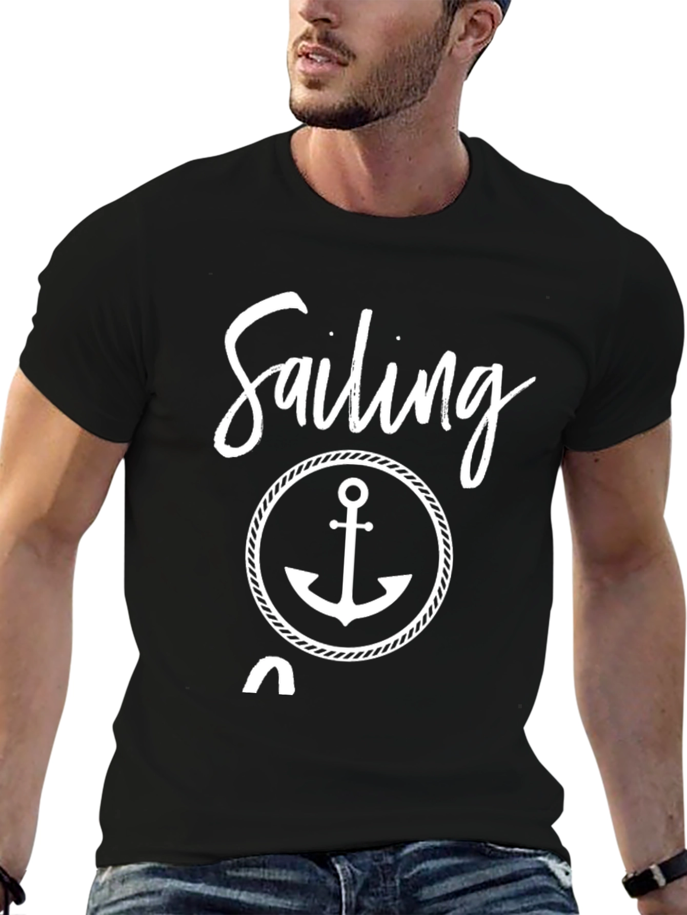 Sailing Anchor Graphic Tee - Nautical Style