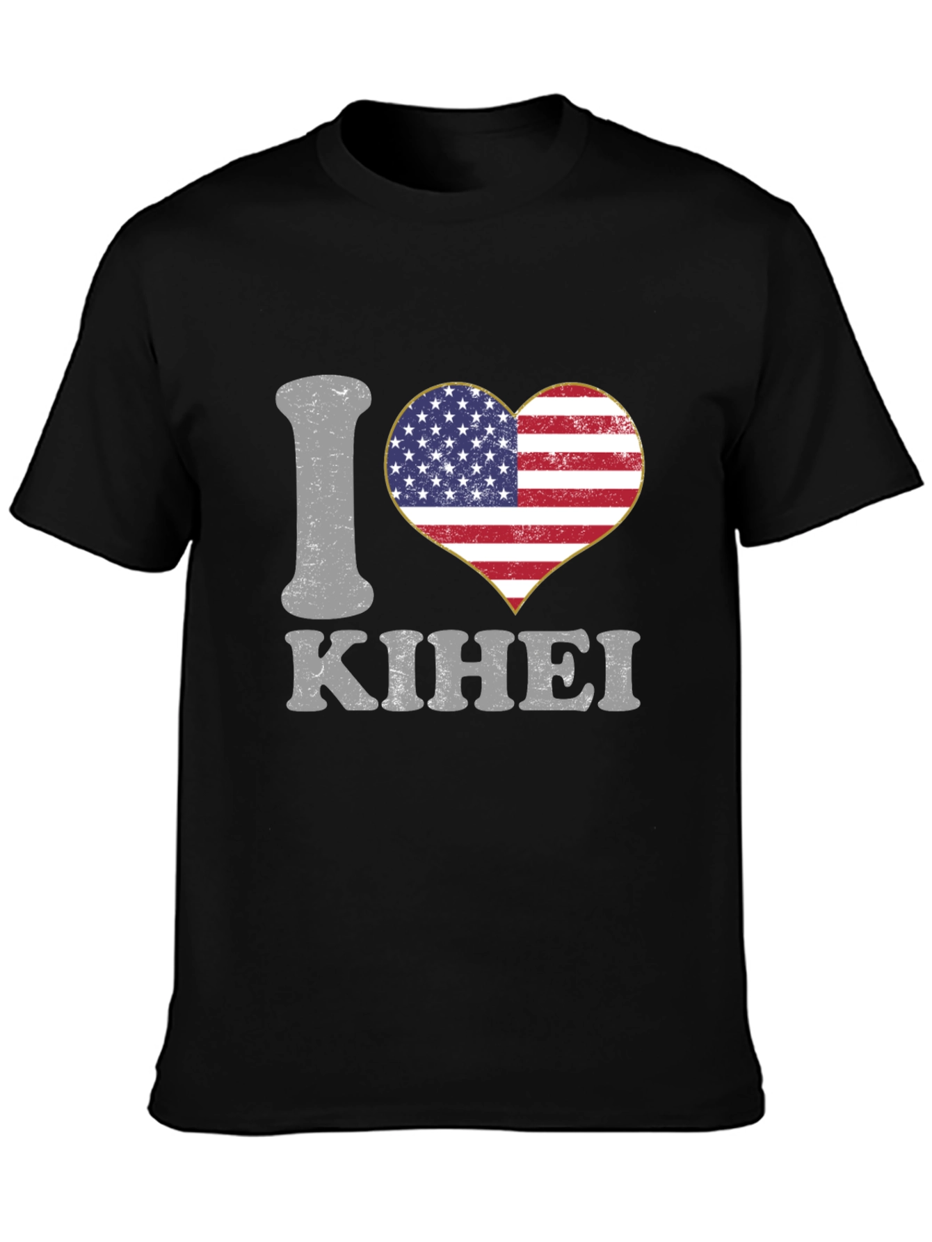 I Love Kihei USA Flag Heart T-Shirt