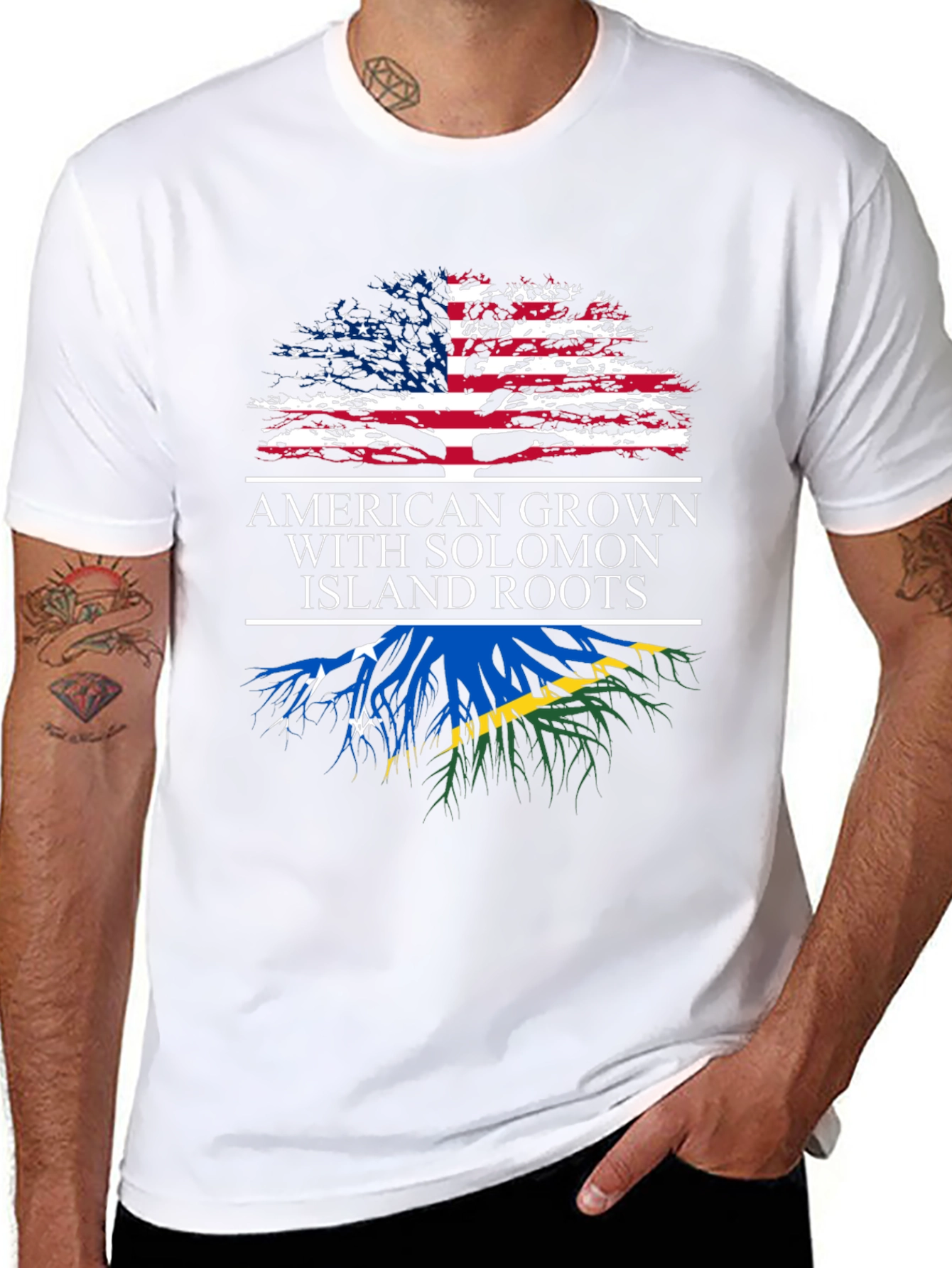 American Grown with Solomon Island Roots T-Shirt