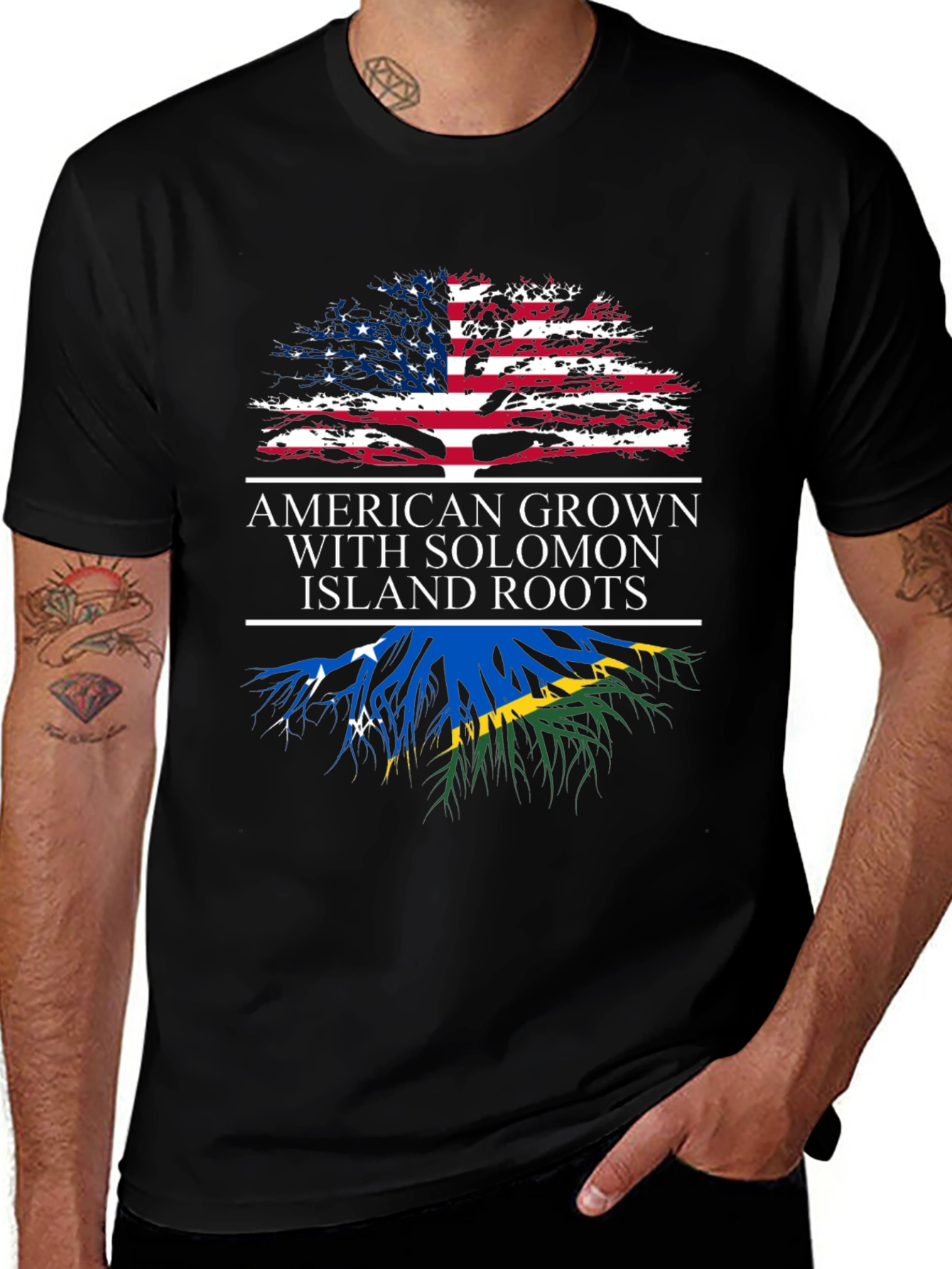 American Grown with Solomon Island Roots T-Shirt