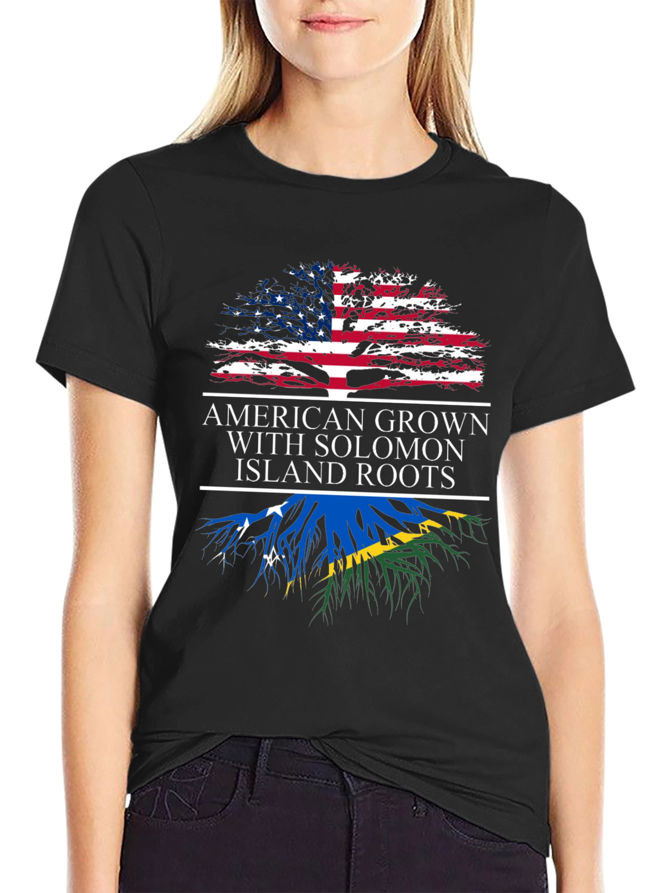 American Grown with Solomon Island Roots T-Shirt