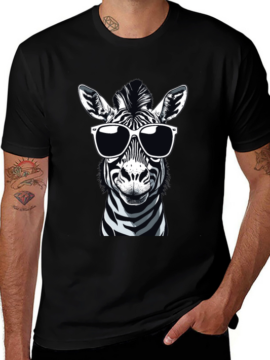 Cool Zebra Graphic Tee - Mens Black T-Shirt