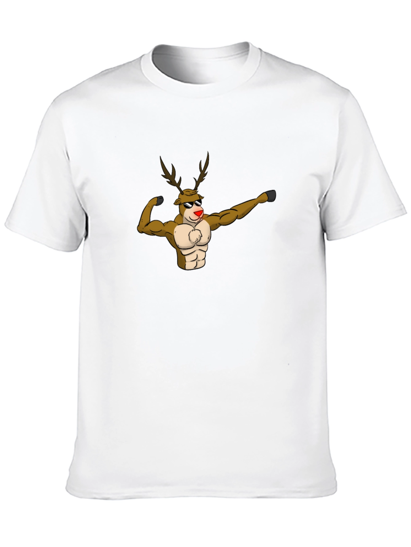 Muscular Reindeer Graphic T-Shirt