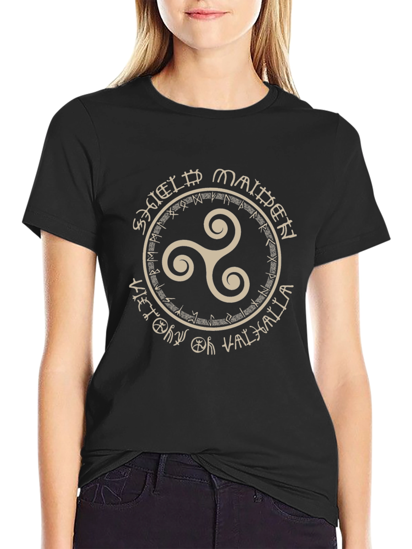 Shield Maiden Viking Graphic Tee - Black