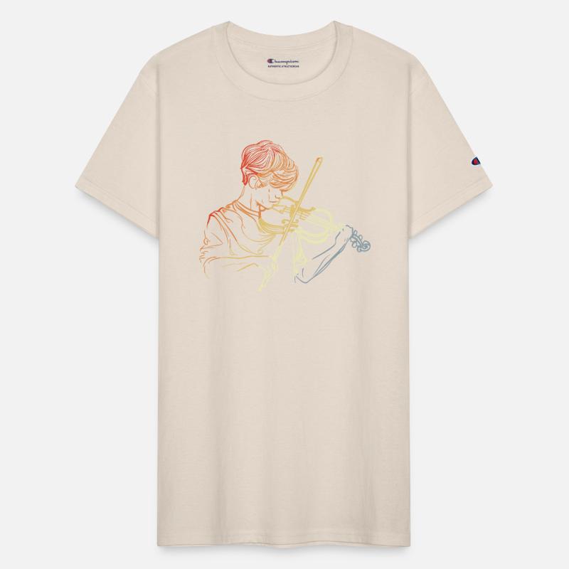 Violin Boy Line Art Vintage Look