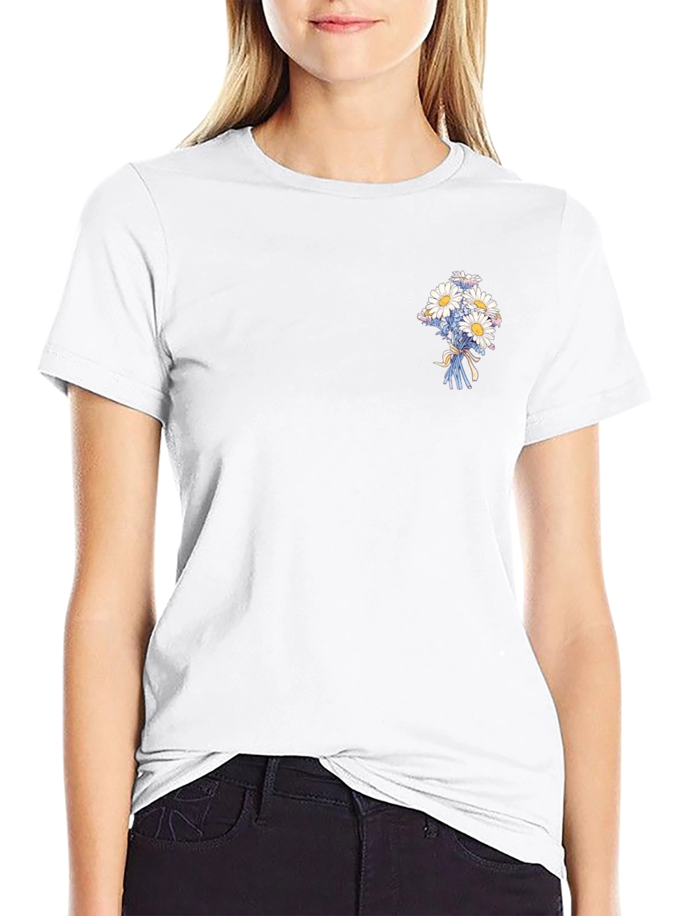 Daisy Bouquet Graphic Tee - Black Casual Shirt