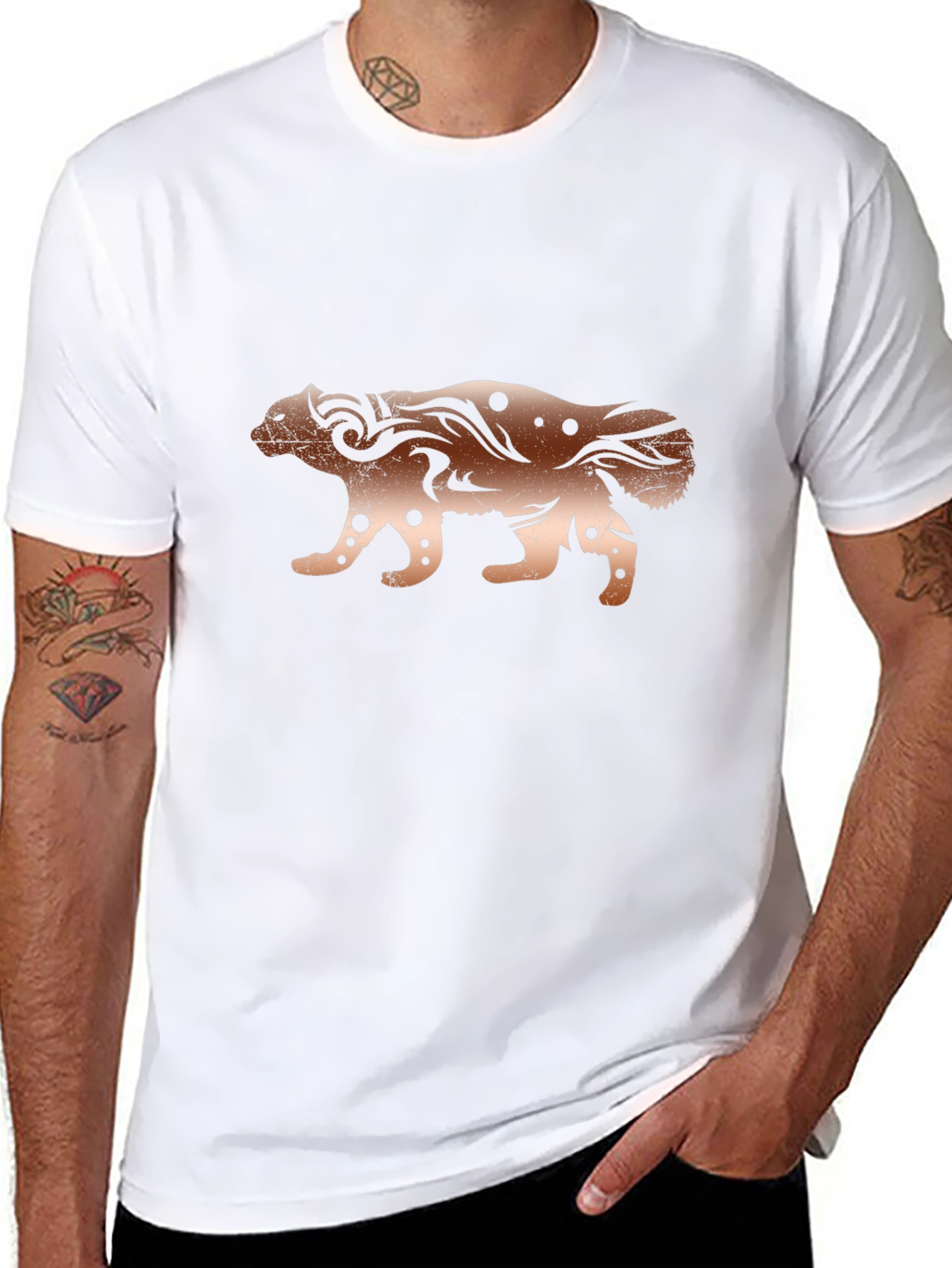 Tribal Honey Badger Graphic Print T-Shirt