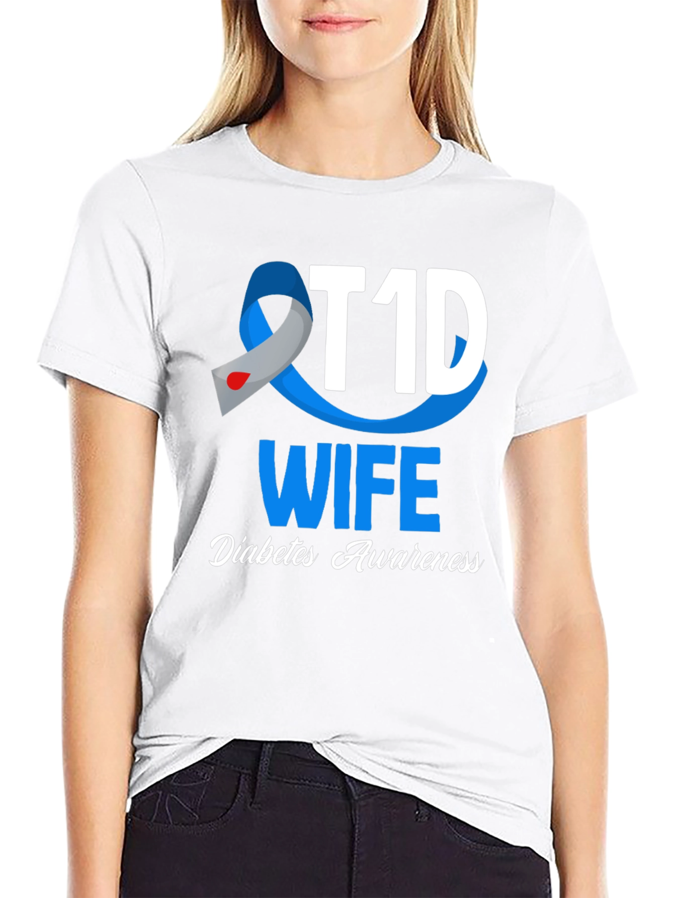 T1D Wife Diabetes Awareness Graphic T-Shirt