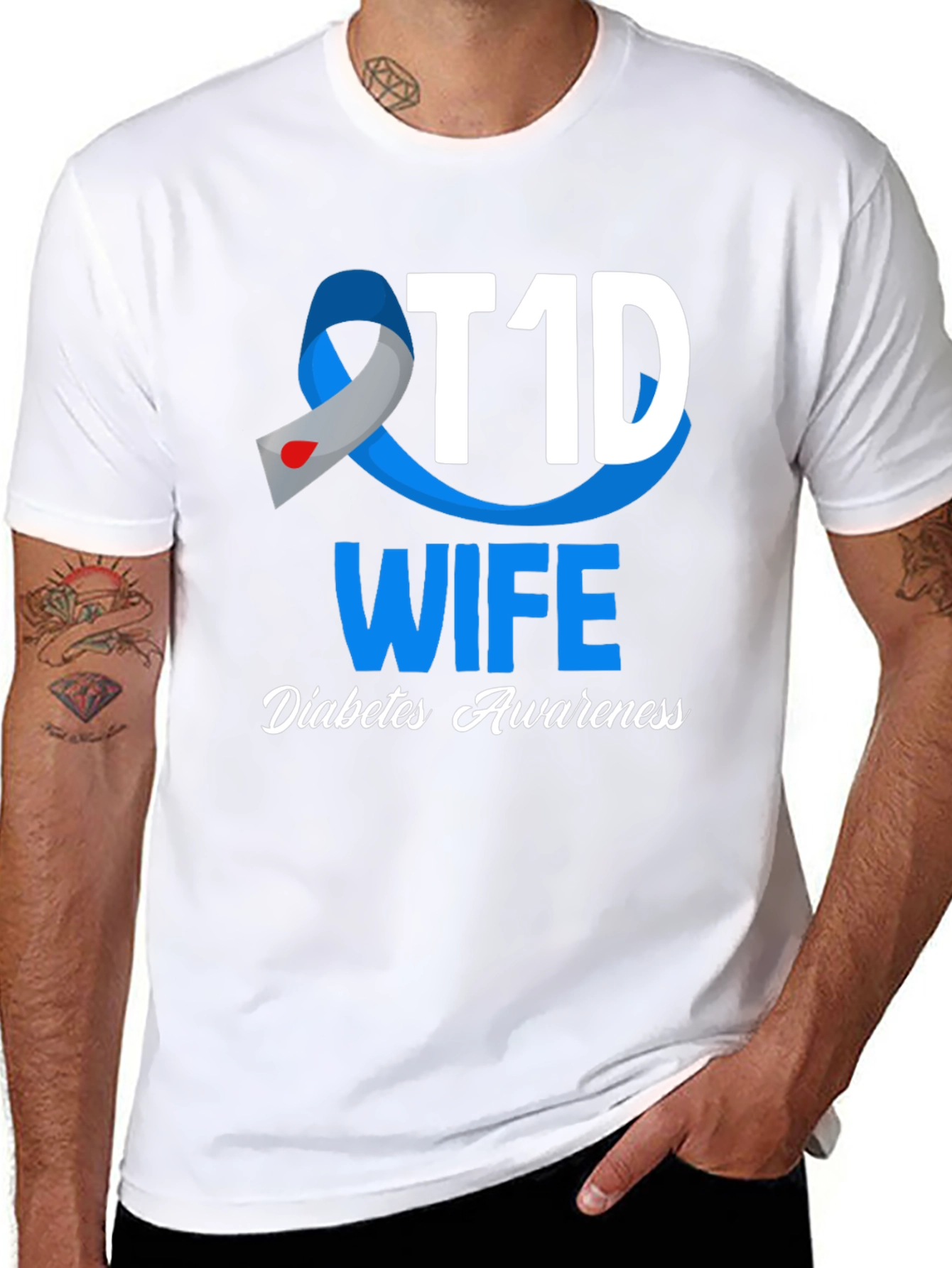 T1D Wife Diabetes Awareness Graphic T-Shirt