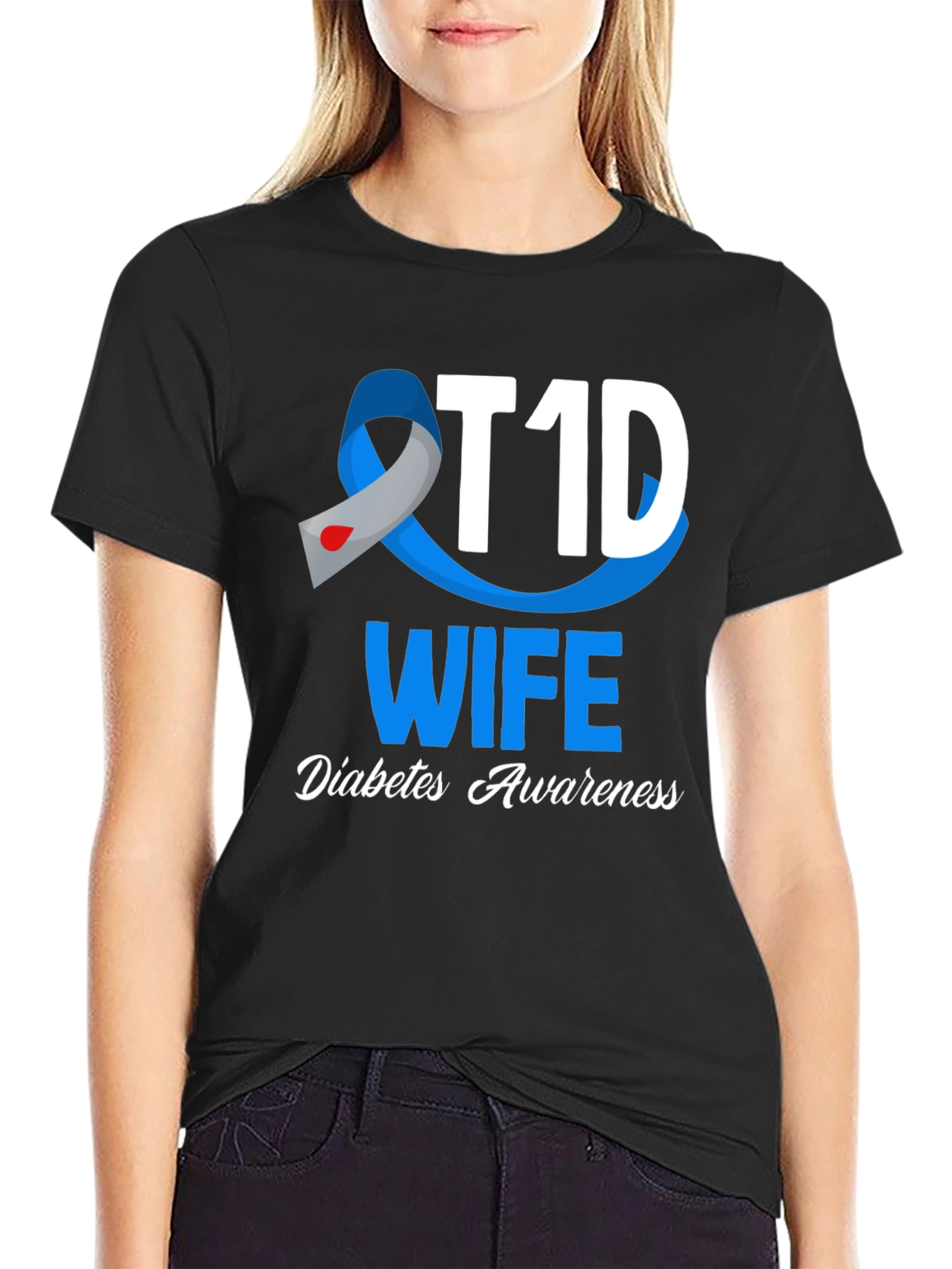 T1D Wife Diabetes Awareness Graphic T-Shirt