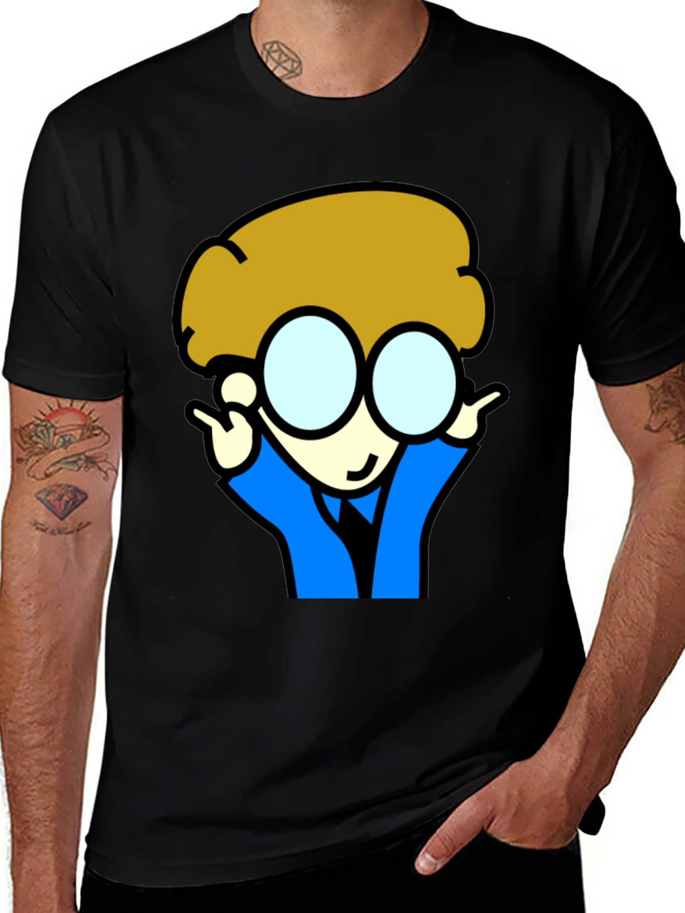 Cartoon Character T-Shirt - Black