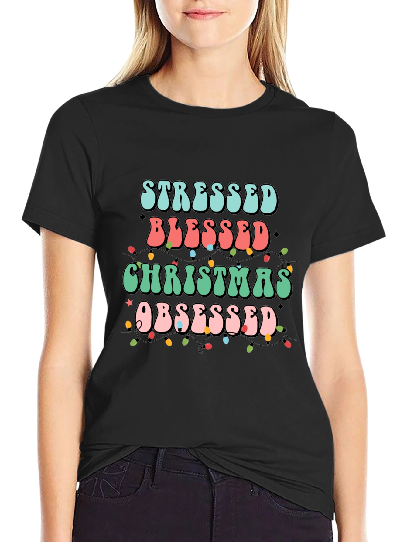 Stressed Blessed Christmas Obsessed T-Shirt