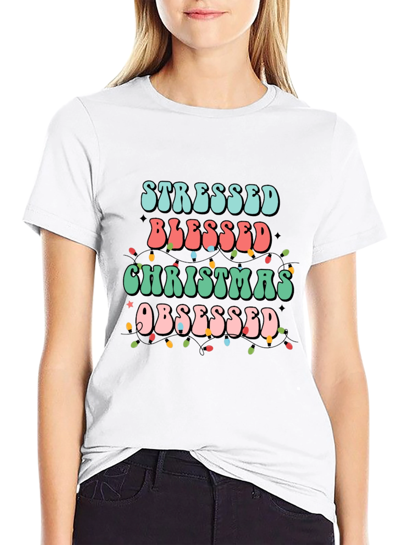 Stressed Blessed Christmas Obsessed T-Shirt