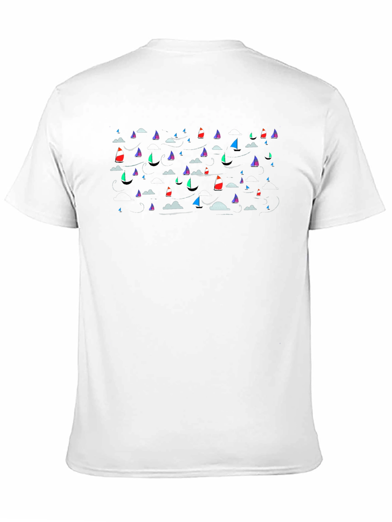 Sailboat Pattern Black T-Shirt