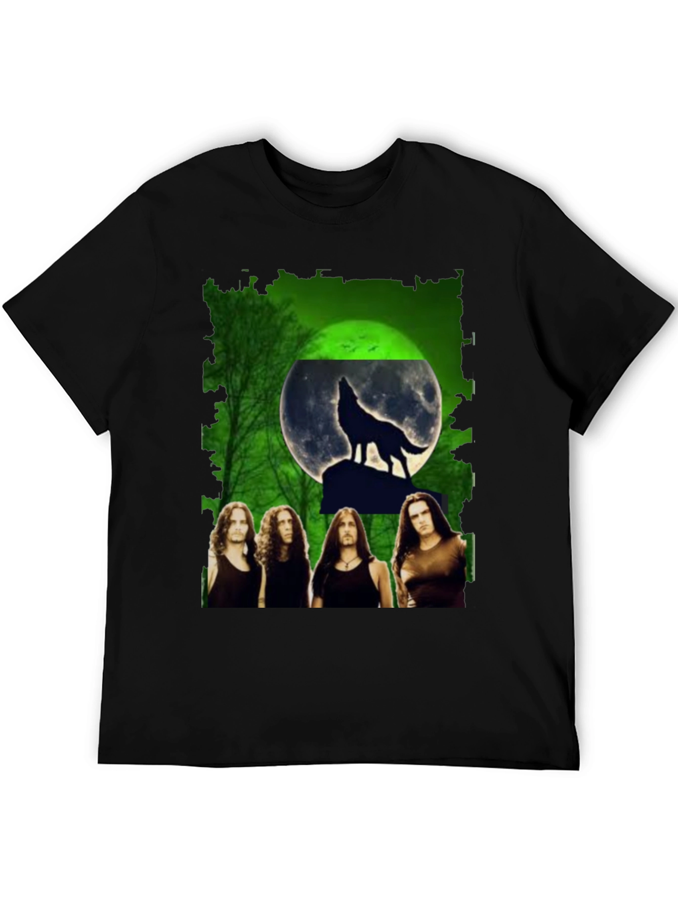 Wolf Moon Band Graphic Black T-Shirt