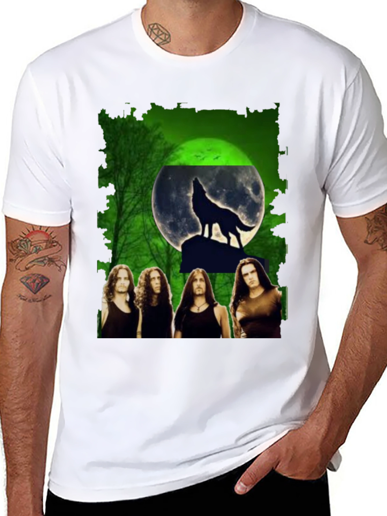 Wolf Moon Band Graphic Black T-Shirt