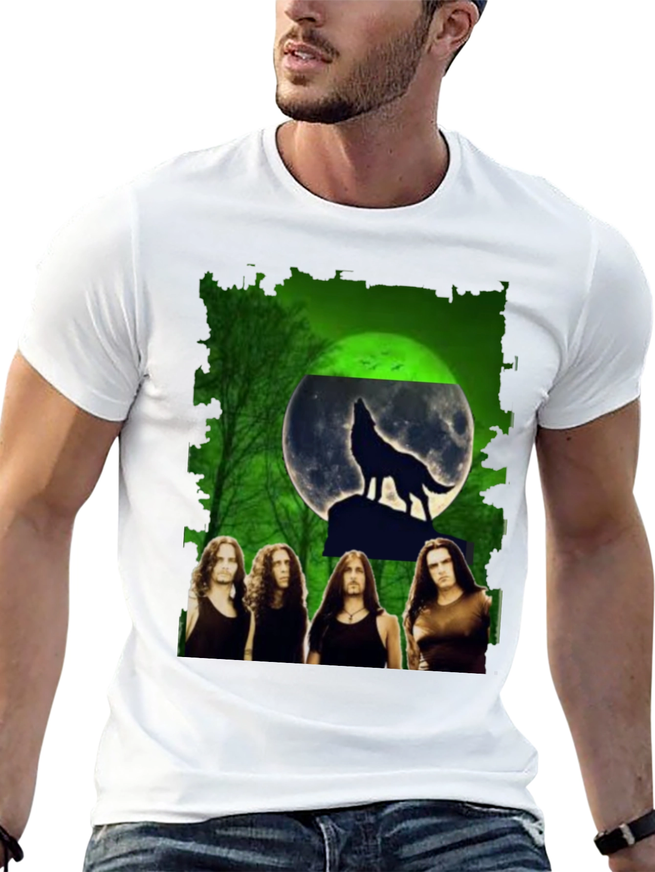 Wolf Moon Band Graphic Black T-Shirt