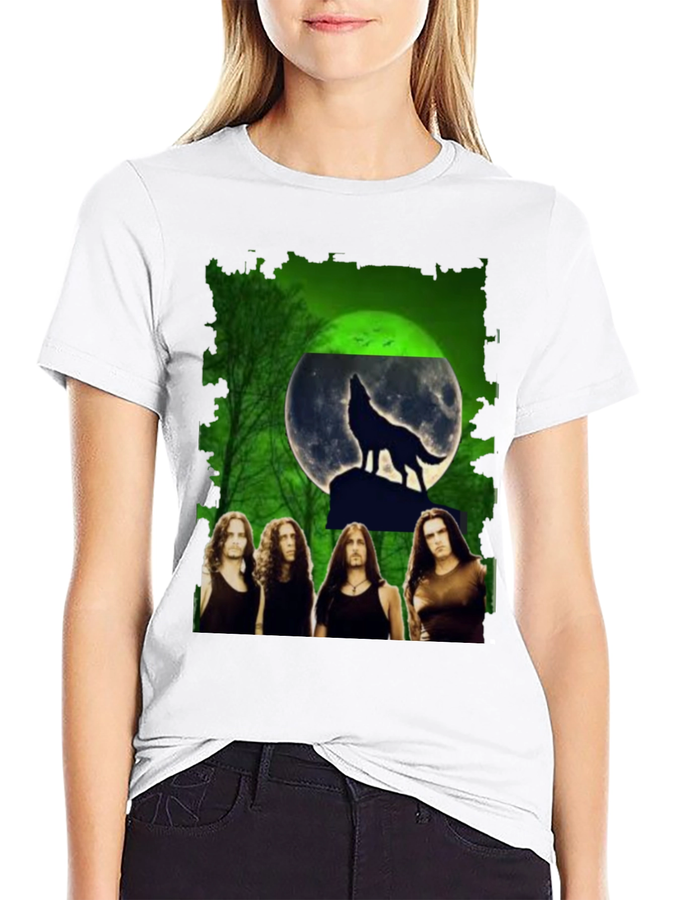Wolf Moon Band Graphic Black T-Shirt