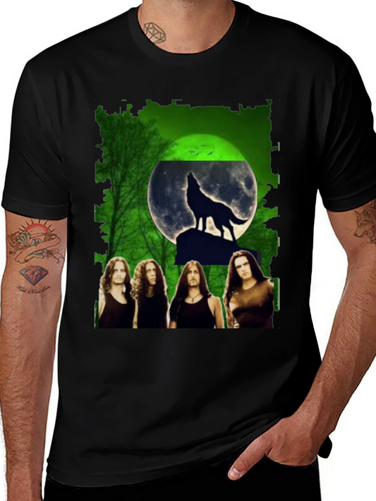Wolf Moon Band Graphic Black T-Shirt