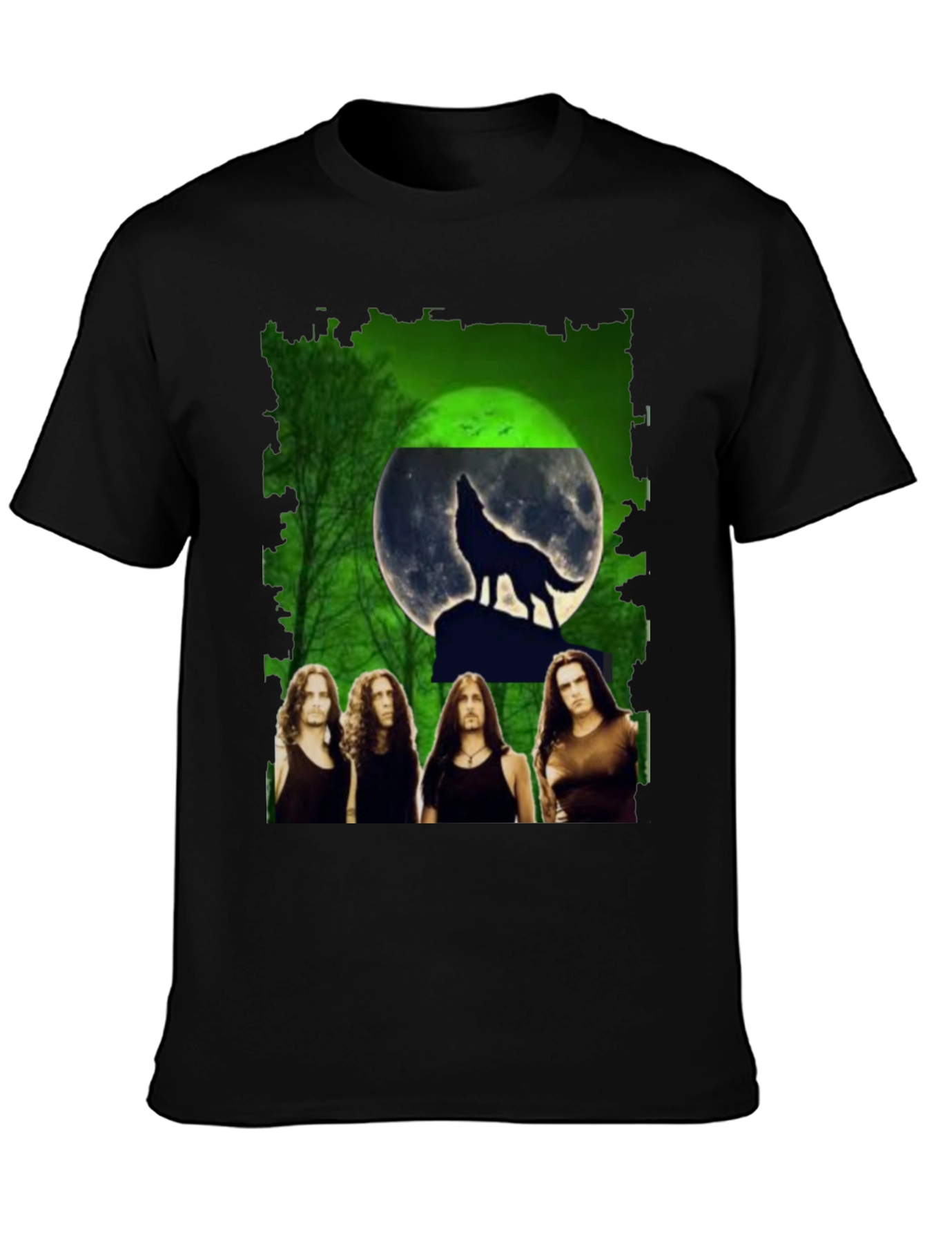 Wolf Moon Band Graphic Black T-Shirt