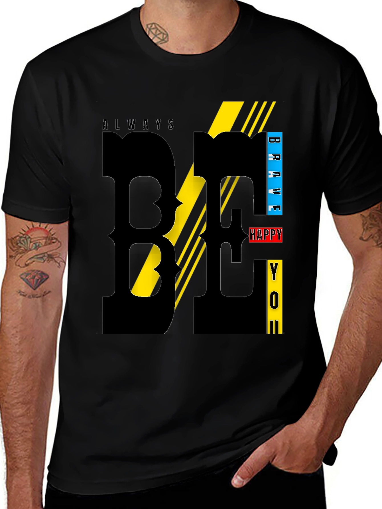 Stylish Black T-Shirt with Bold BE YOU Design