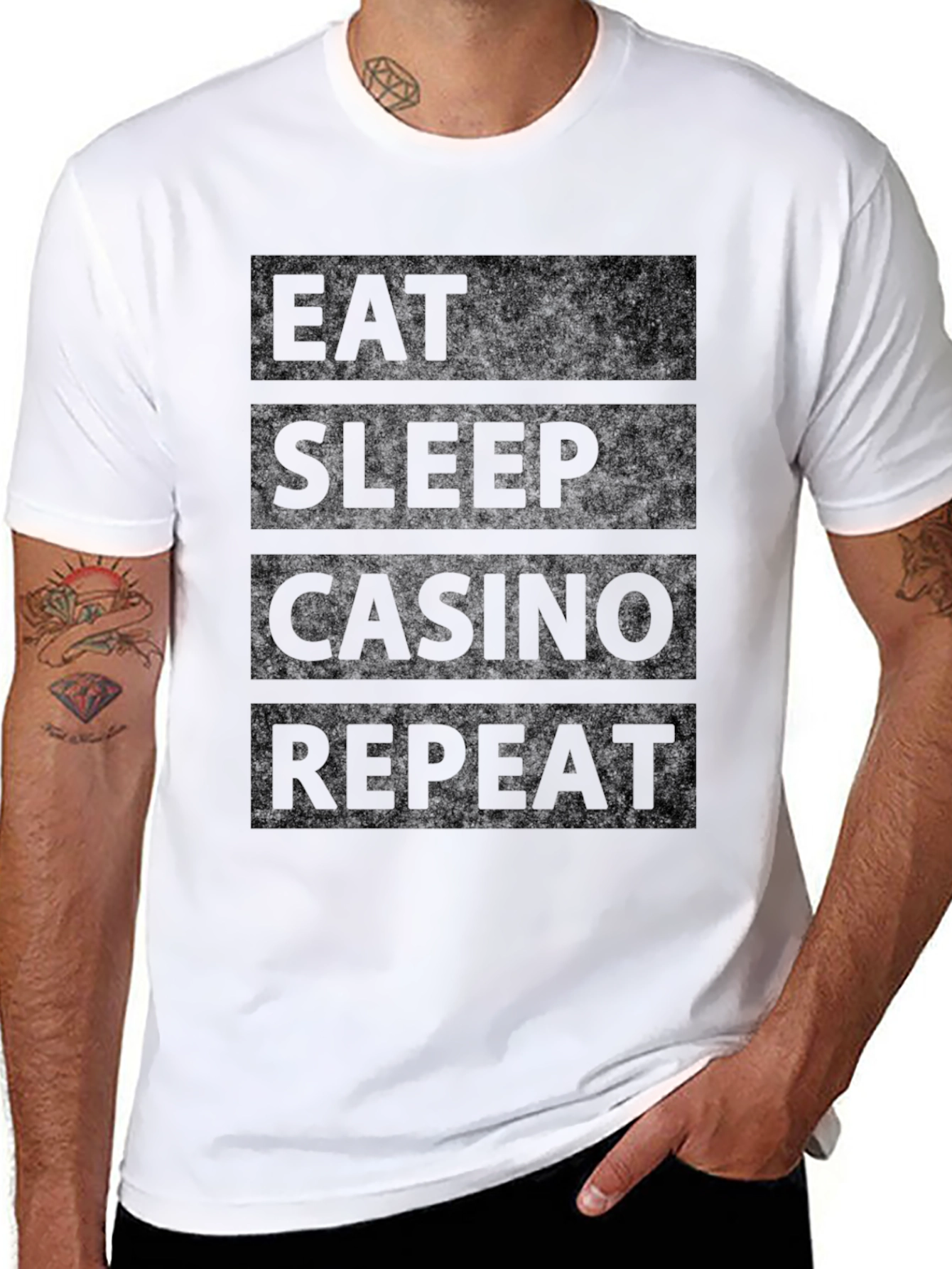 Eat Sleep Casino Repeat Black Graphic Tee