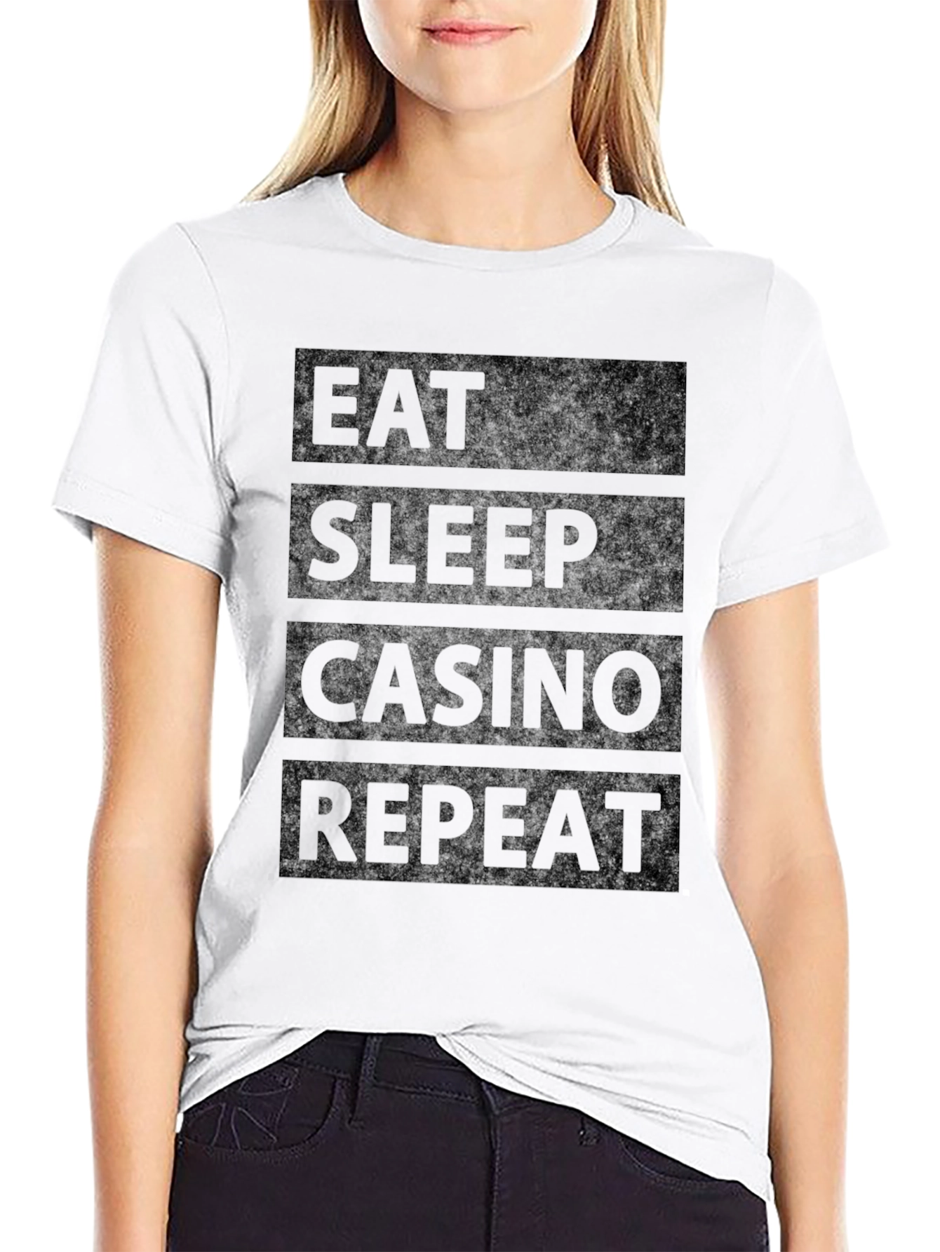 Eat Sleep Casino Repeat Black Graphic Tee