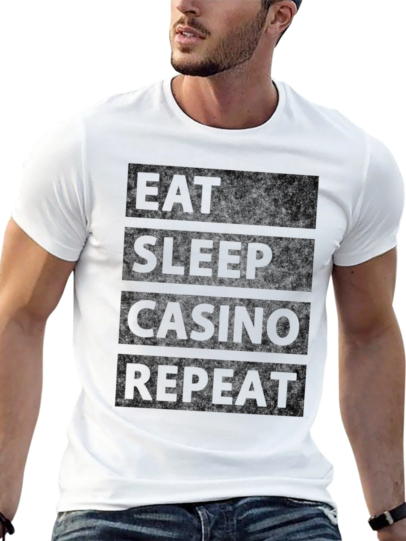 Eat Sleep Casino Repeat Black Graphic Tee