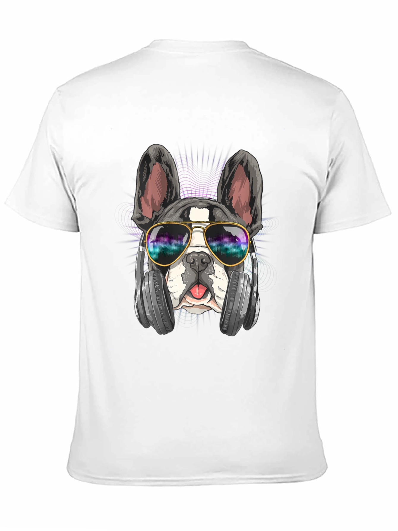 Cool Dog Graphic Tee: Music Lover Bulldog