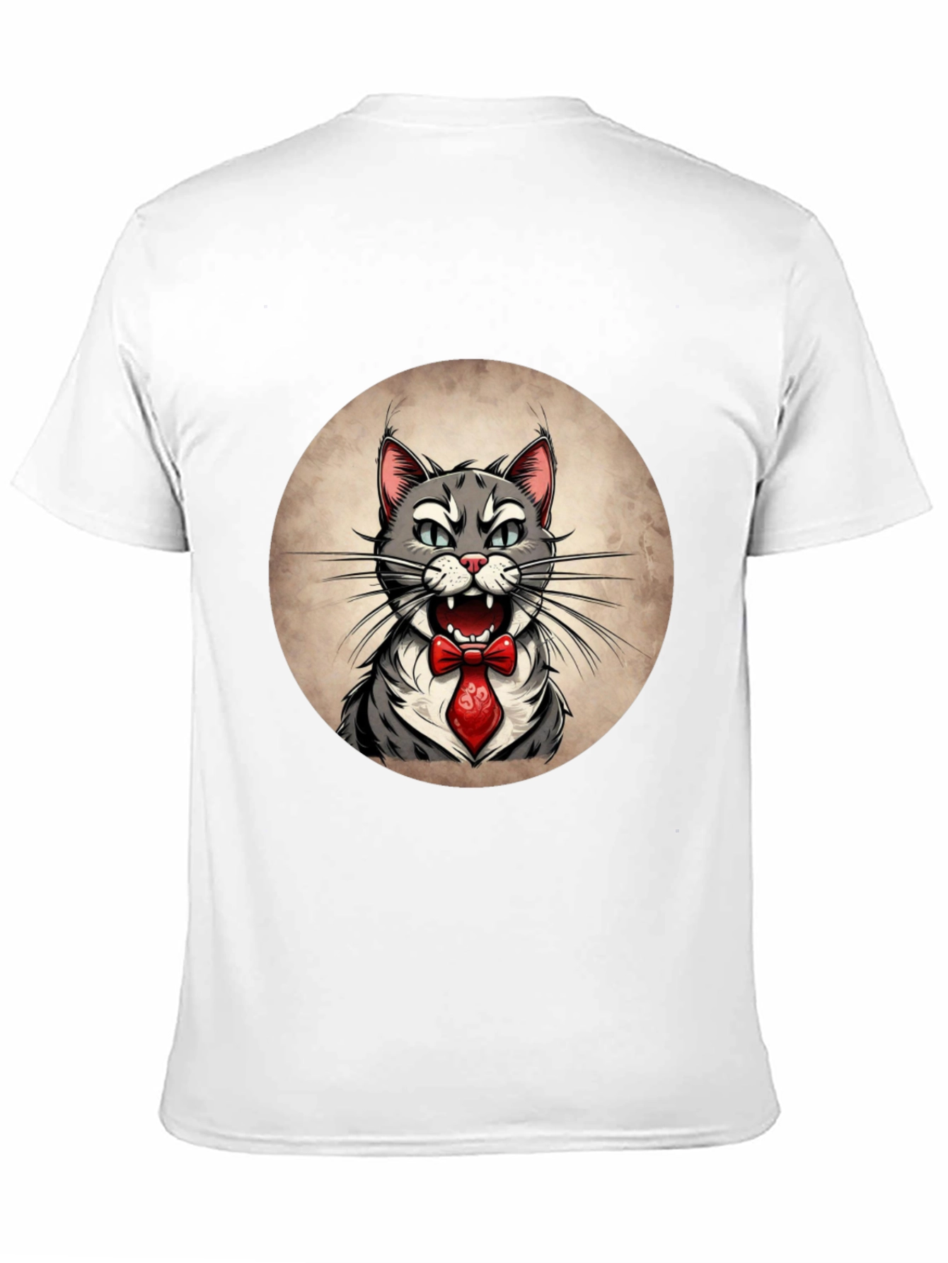 Cat in Tie Graphic Tee - Mens Black T-Shirt