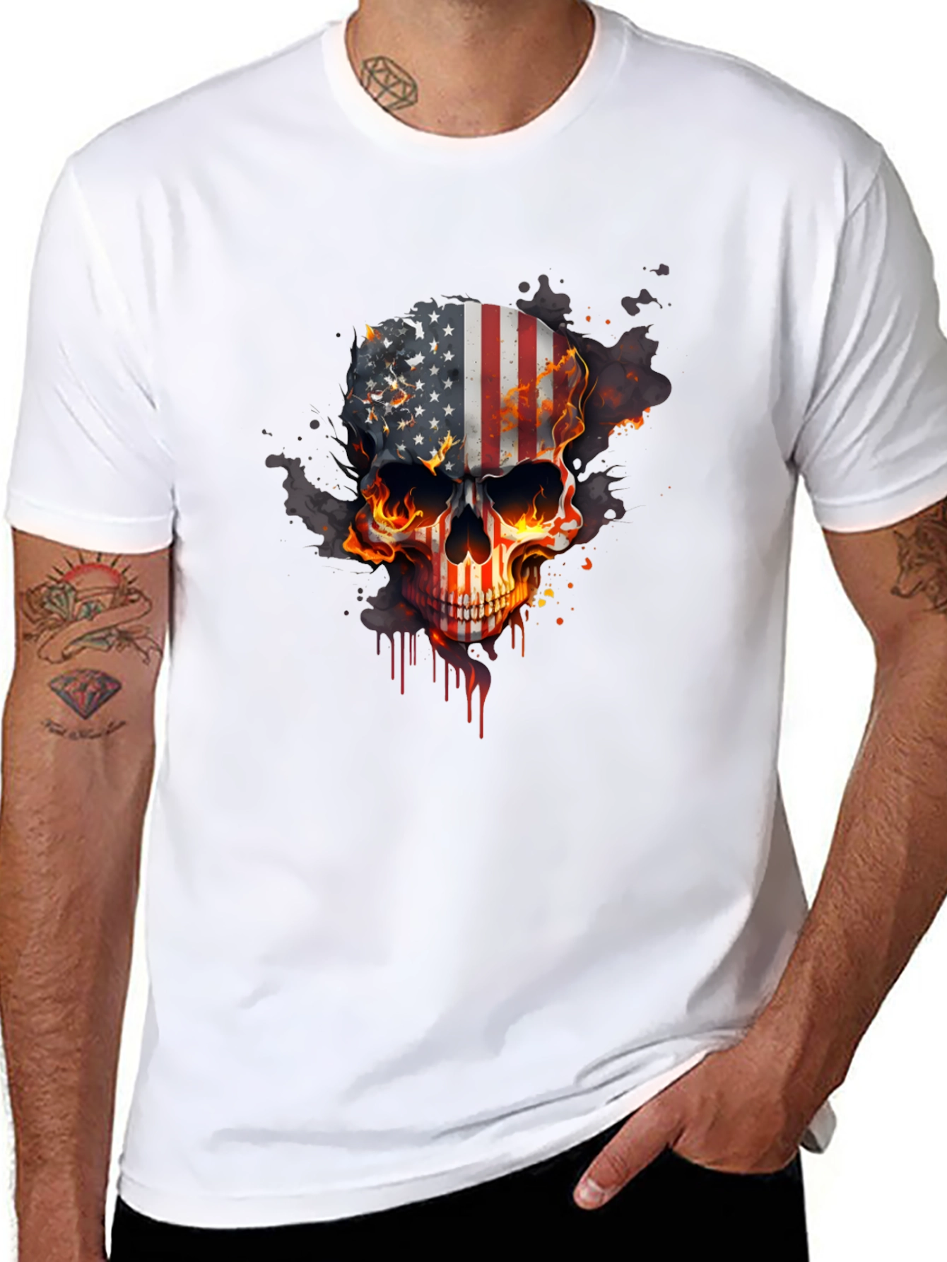 American Flag Skull Graphic Tee